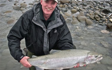 A large steelhead caught with a lure