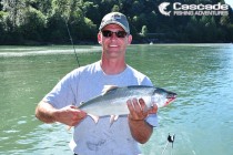Boat fishing with lures for pink salmon