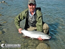 Float fishing for steelhead on the river